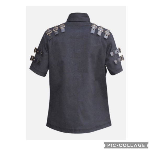 The Dark Attitude Gothic Steampunk Officer Buckle Detail Shirt Size Small NWT - Picture 12 of 12